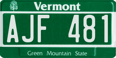VT license plate AJF481
