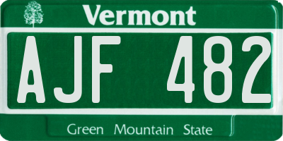VT license plate AJF482