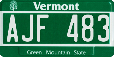 VT license plate AJF483