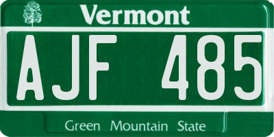 VT license plate AJF485