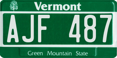 VT license plate AJF487