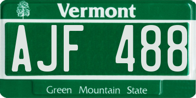 VT license plate AJF488