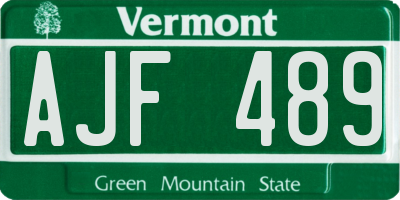 VT license plate AJF489