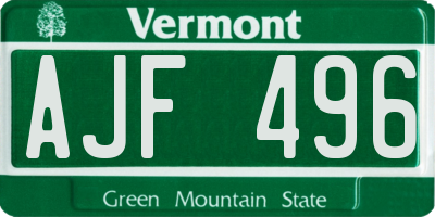 VT license plate AJF496