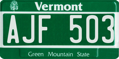 VT license plate AJF503