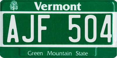 VT license plate AJF504