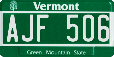 VT license plate AJF506