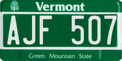 VT license plate AJF507