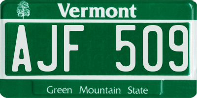 VT license plate AJF509