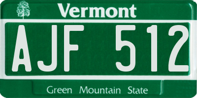 VT license plate AJF512