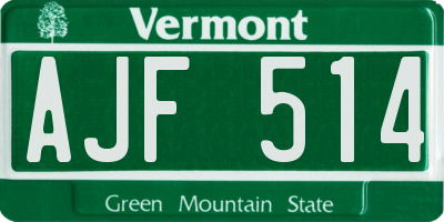 VT license plate AJF514