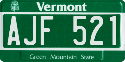 VT license plate AJF521
