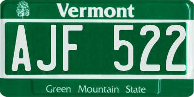 VT license plate AJF522