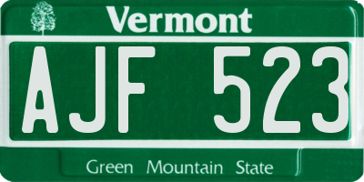 VT license plate AJF523