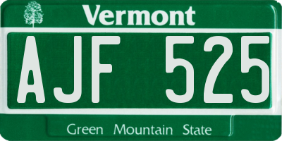 VT license plate AJF525