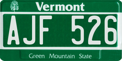 VT license plate AJF526