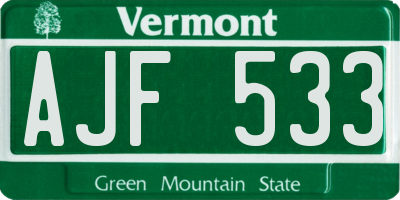 VT license plate AJF533