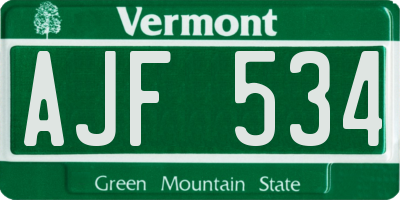 VT license plate AJF534