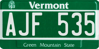 VT license plate AJF535