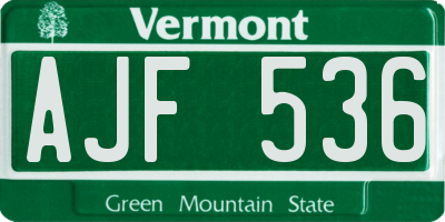VT license plate AJF536