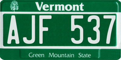 VT license plate AJF537