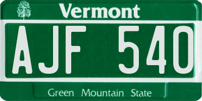VT license plate AJF540