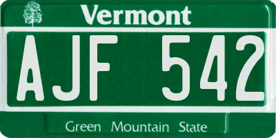 VT license plate AJF542