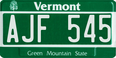 VT license plate AJF545