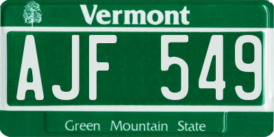 VT license plate AJF549