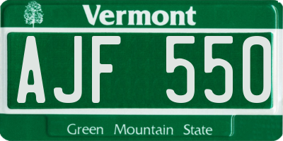 VT license plate AJF550