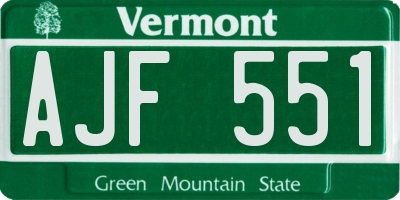 VT license plate AJF551