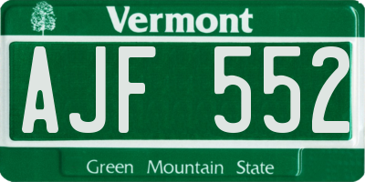 VT license plate AJF552