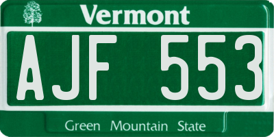 VT license plate AJF553