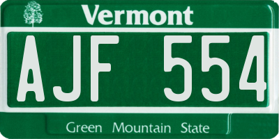 VT license plate AJF554