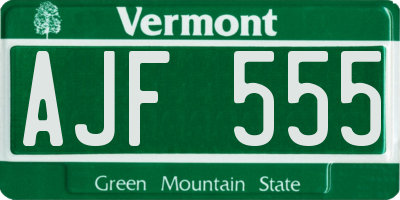 VT license plate AJF555
