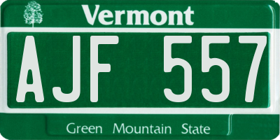 VT license plate AJF557