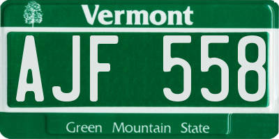 VT license plate AJF558
