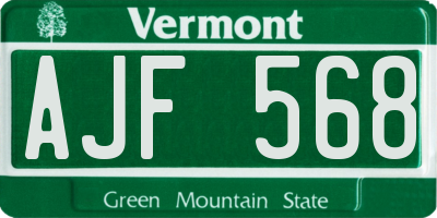 VT license plate AJF568