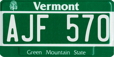 VT license plate AJF570