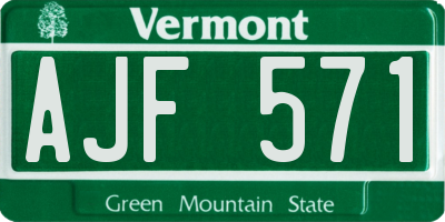 VT license plate AJF571