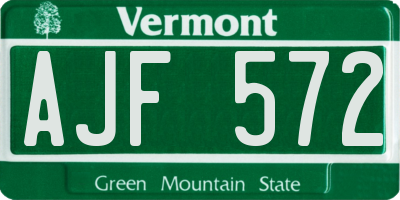 VT license plate AJF572