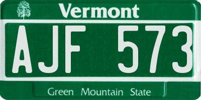 VT license plate AJF573
