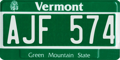 VT license plate AJF574