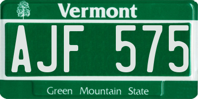 VT license plate AJF575