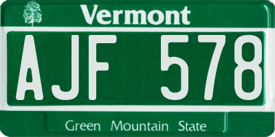 VT license plate AJF578
