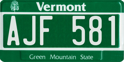 VT license plate AJF581