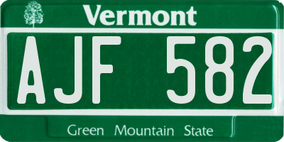 VT license plate AJF582