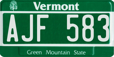 VT license plate AJF583