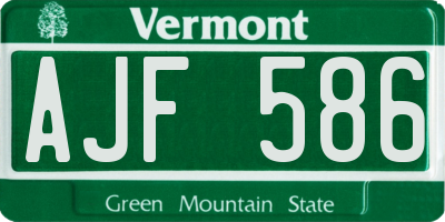 VT license plate AJF586