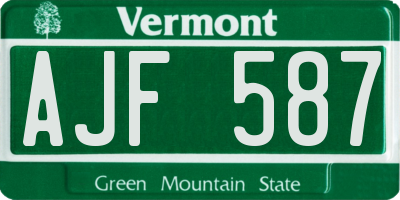 VT license plate AJF587